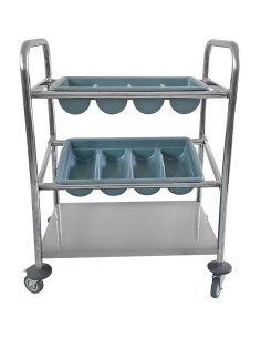 Cutlery & Tray Trolley 2 trays & Undershelf 570x350x860mm | DA-CTT2 2
