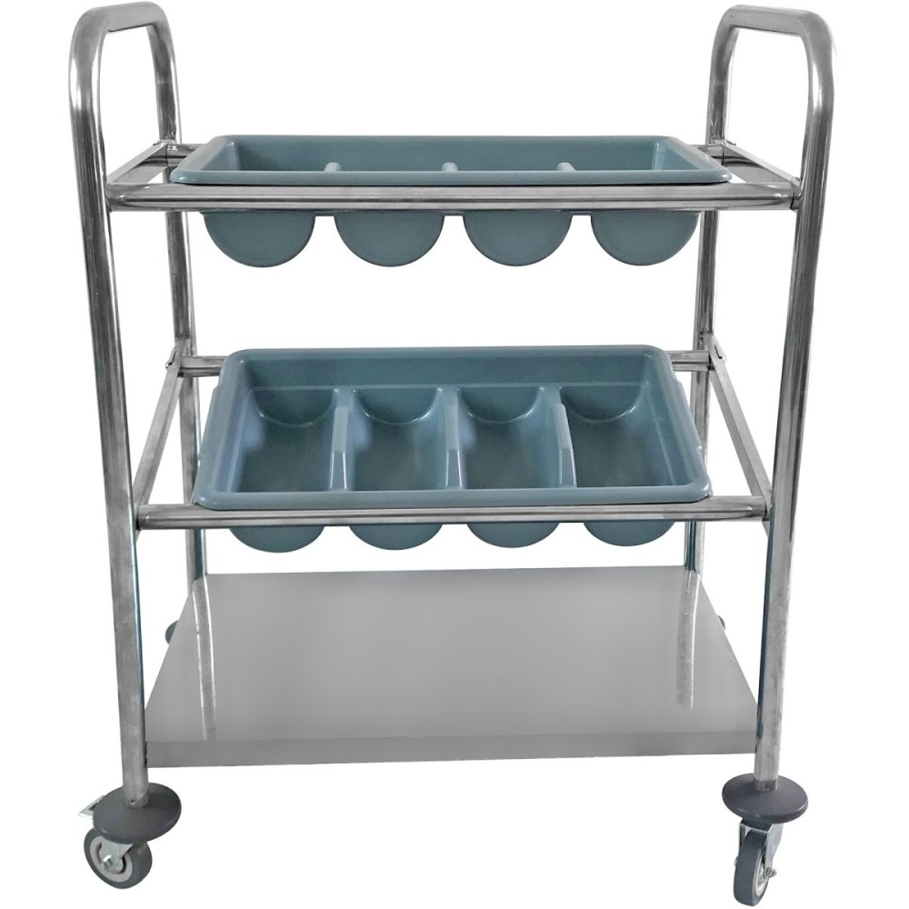 Cutlery & Tray Trolley 2 trays & Undershelf 570x350x860mm | DA-CTT2