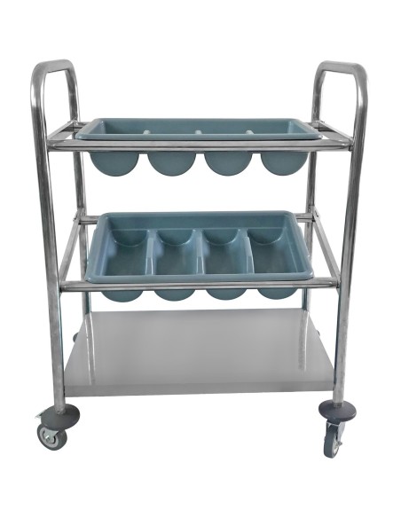 Cutlery & Tray Trolley 2 trays & Undershelf 570x350x860mm | DA-CTT2