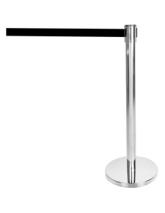 Silver Barrier Post with Black Retractable Belt 2m (pack of 2)| DA-SBP01B