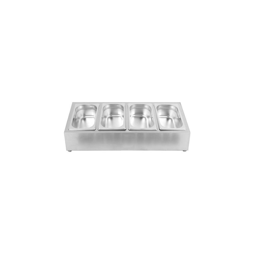 Commercial Condiment Holder including 4xGN1/4-100mm containers with lid Stainless steel | Stalwart DA-CHE04A