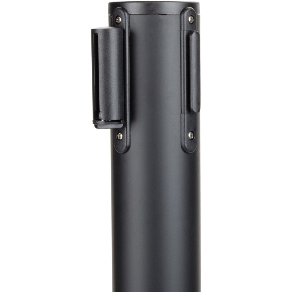Black Barrier Post with Red Retractable Belt 2m | Stalwart DA- BBP01AR