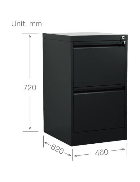 Professional Filing Cabinet 2 drawer 460x620x720mm Black | Stalwart DA-MXDC1BLACK