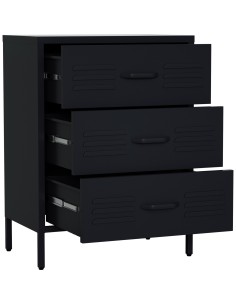 Metal Storage Cabinet 3 Drawers 600x380x800mm Black | Stalwart DA-MXHDC001BLACK 2