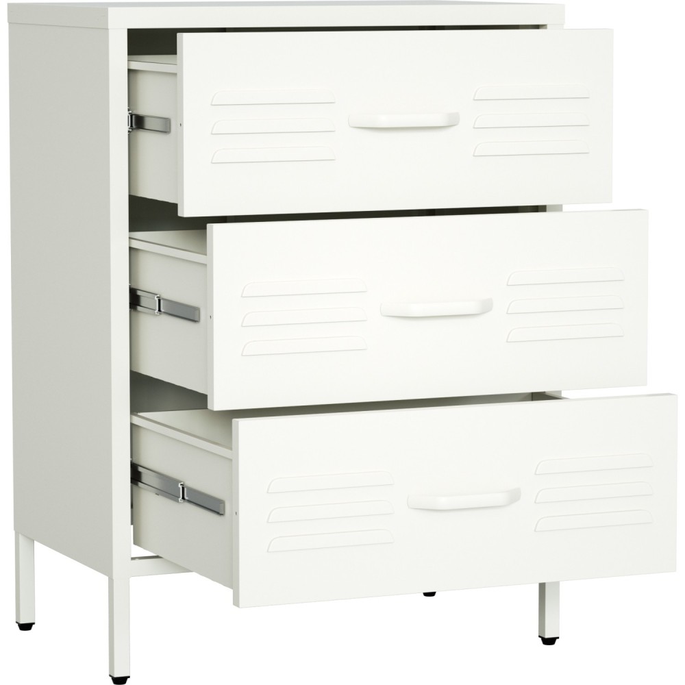 Metal Storage Cabinet 3 Drawers 600x380x800mm White | Stalwart DA-MXHDC001WHITE