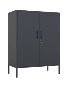 Professional Metal Storage Cabinet 2 doors 800x380x1000mm 2 adjustable shelves Black | Stalwart DA-MXHSC002BLACK