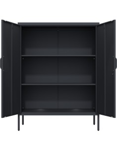 Professional Metal Storage Cabinet 2 doors 800x380x1000mm 2 adjustable shelves Black | Stalwart DA-MXHSC002BLACK 2