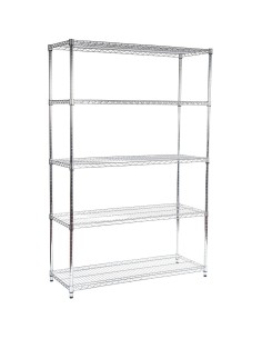 Commercial Shelving unit 5 tier 120kg per shelf Width 900mm Depth 450mm Chrome wire | Stalwart DA-MGA254