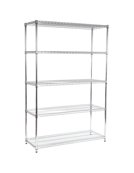 Commercial Shelving unit 5 tier 120kg per shelf Width 900mm Depth 450mm Chrome wire | Stalwart DA-MGA254