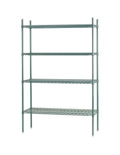 Commercial Shelving unit 4 tier 1000kg Width 910mm Depth 530mm Green Zinc &amp Epoxy wire | Stalwart DA-TAC230
