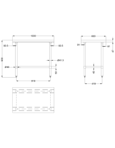 Commercial Work table Stainless steel Bottom shelf 750x600x900mm | DA-WTG600X750 2