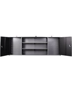 Professional Grey and Black Wall Mounted Double Door Tool Cabinet with Open Shelf/Rack and Key 1600x200x600mm | DA-TC003A