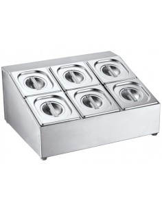 Commercial Condiment Holder including 6xGN1/6 pans & lids | DA-CHD06B