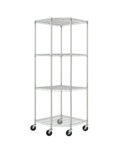 Commercial 4 Tier Pentagon Shelving Unit Chrome Wire with Wheels 1000kg 680x680x1880mm | Stalwart DA-CJA1363