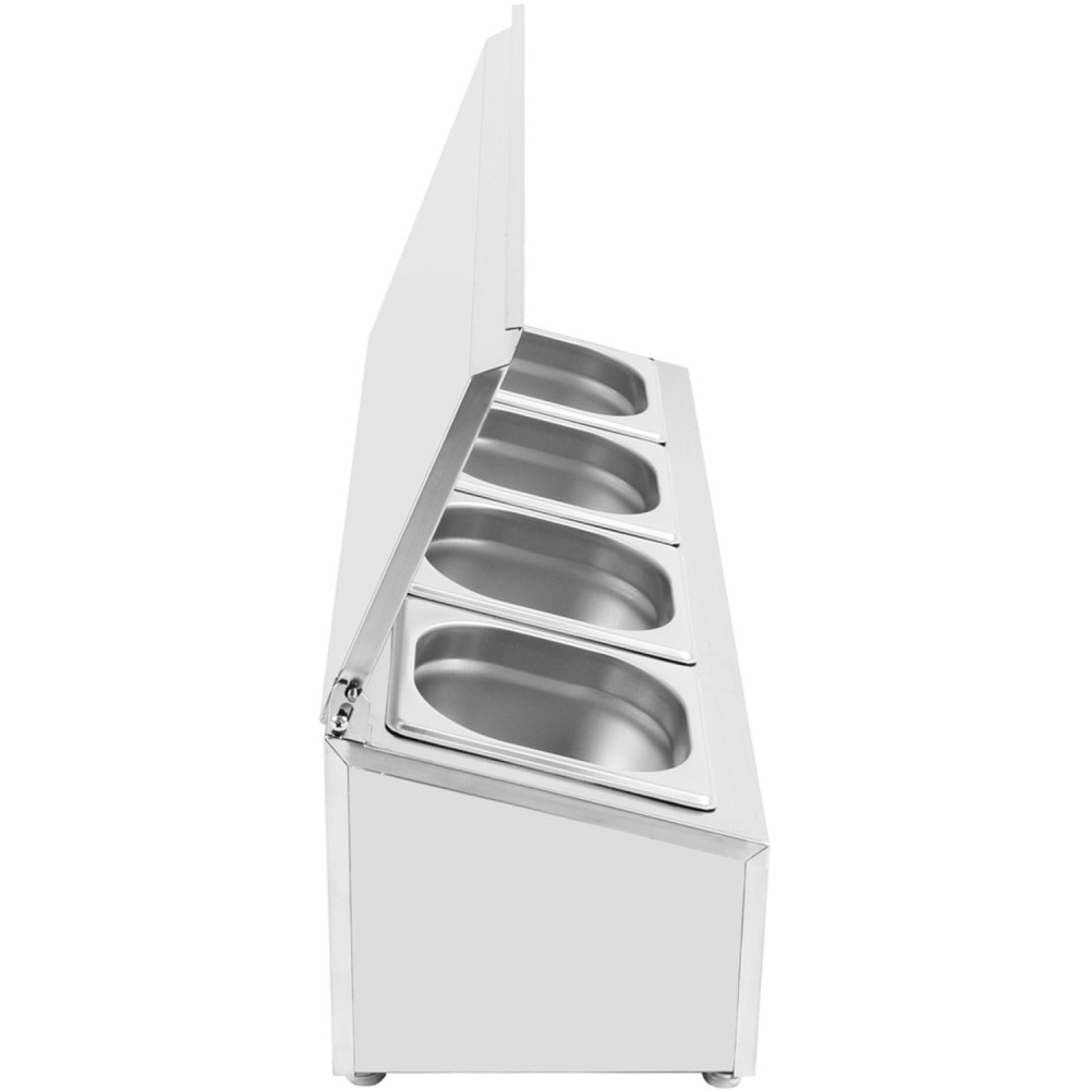 Commercial Condiment Holder with lid including 4xGN1/6-150mm containers Stainless steel | Stalwart DA-CHD04ADFL