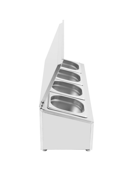Commercial Condiment Holder with lid including 4xGN1/6-150mm containers Stainless steel | Stalwart DA-CHD04ADFL