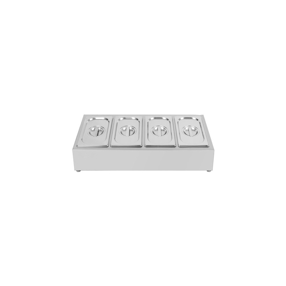 Commercial Condiment Holder including 4xGN1/4-150mm containers with lid Stainless steel | Stalwart DA-CHE04AD