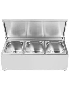 Commercial Condiment Holder with lid including 3xGN1/4-150mm containers Stainless steel | Stalwart DA-CHE03ADFL 2