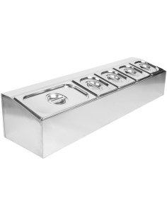 Commercial Condiment Holder including 4xGN1/6-100mm &amp 1xGN1/3-100mm pans &amp lids | Stalwart DA- CHD04A2