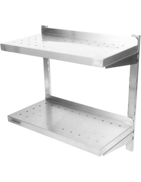 Wall Shelf Perforated 2 tiers Stainless steel 600x350x600mm | Stalwart DA-WSWB35060P