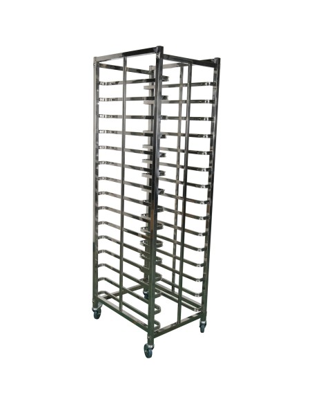 Rack Trolley 15 Tier for 600 x 400mm Bakery Sheets, Pans, Trays. Stainless Steel  | Stalwart Rack6415