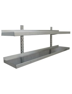 Wall shelf 2 levels 2000x300mm Stainless steel | DA-THWBS2R203