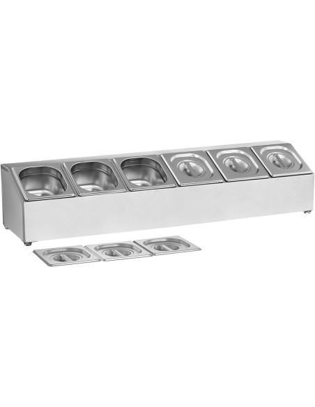 Commercial Condiment Holder including 6xGN1/6 pans & Lids | DA-CHD06A