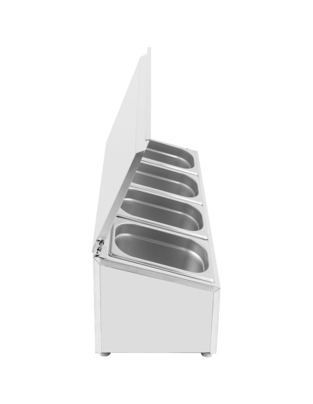 Commercial Condiment Holder with lid including 4xGN1/4-100mm containers Stainless steel | Stalwart DA-CHE04AFL