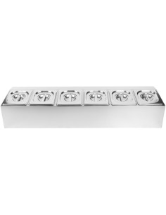 Commercial Condiment Holder including 6xGN1/6-150mm pans &amp Lids | Stalwart DA- CHD06AD 2