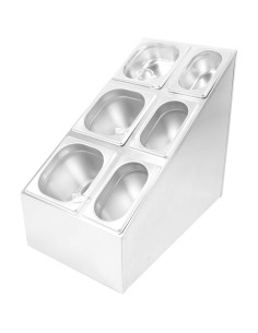 Commercial Condiment Pan Holder including 3xGN1/6  3xGN1/9 pans ladles | Stalwart DA-CHM01PCFL 2