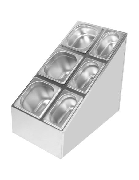 Commercial Condiment Pan Holder including 3xGN1/6  3xGN1/9 pans ladles | Stalwart DA-CHM01PCFL