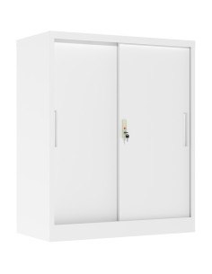 Professional Metal Storage Cabinet 2 sliding doors 800x400x1000mm Lock 2 adjustable shelves White | Stalwart DA-MXHSC005WHITE