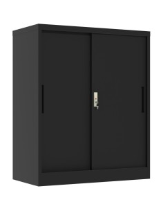 Professional Metal Storage Cabinet 2 sliding doors 800x400x1000mm Lock 2 adjustable shelves Black | Stalwart DA-MXHSC005BLACK