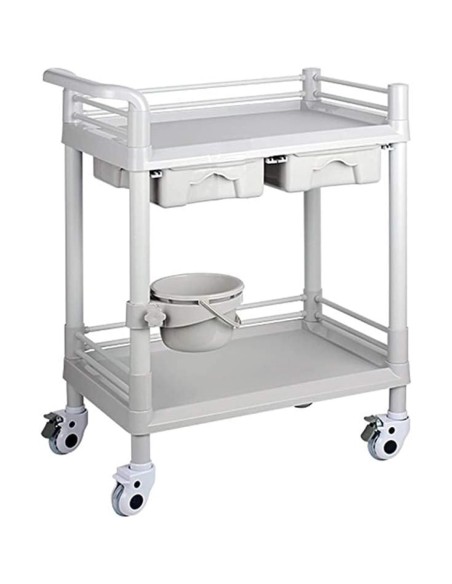 Professional 2 Tier Mobile Trolley 2 Drawers ABS 645x445x900mm | Stalwart DA-WH2MT6544D2