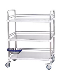 Professional 3 Tier Mobile Medical Trolley Stainless Steel 770x450x860mm | Stalwart DA-WHSS3T7745
