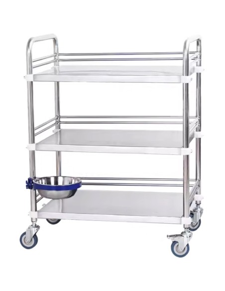 Professional 3 Tier Mobile Medical Trolley Stainless Steel 770x450x860mm | Stalwart DA-WHSS3T7745