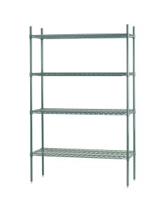 Commercial Shelving unit 4 tier 1000kg Width 1200mm Depth 450mm Green Zink & Epoxy wire | DA-ZG12045180A4