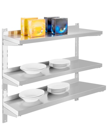 Wall shelf 3 levels 600x400x1100mm Stainless steel | DA-VWS643