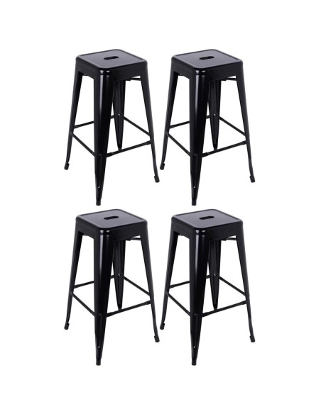 4pcs High Bar stool Steel Black Indoors | Stalwart DA-WW61