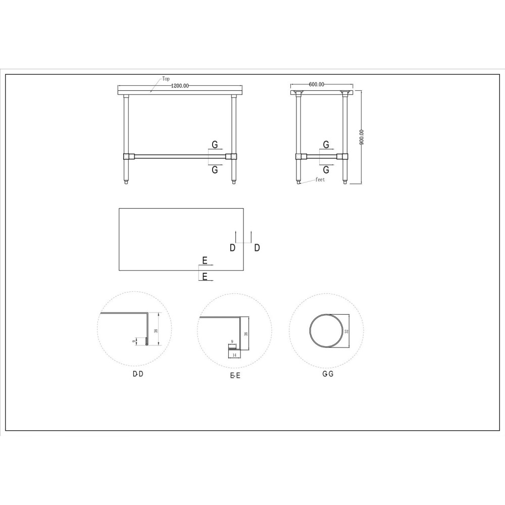 Commercial Stainless Steel Work Table No Bottom shelf 1200x600x900mm | Stalwart DA-WT60120GNU
