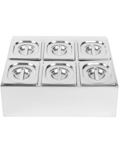 Commercial Condiment Holder including 6xGN1/6-150mm pans &amp lids | Stalwart DA- CHD06BD 2