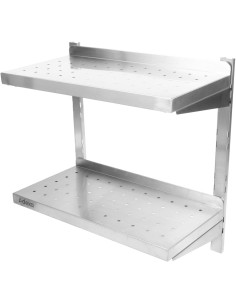 Wall Shelf Perforated 2 tiers Stainless steel 800x350x600mm | Stalwart DA-WSWB35080P