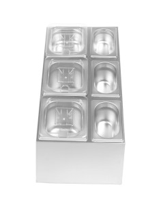 Commercial Condiment Pan Holder including 3xGN1/6  3xGN1/9 pans with recess lids ladles | Stalwart DA-CHM01 2