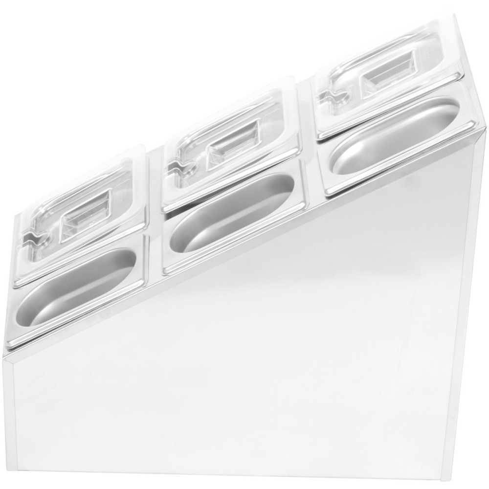 Commercial Condiment Pan Holder including 3xGN1/6  3xGN1/9 pans with recess lids ladles | Stalwart DA-CHM01