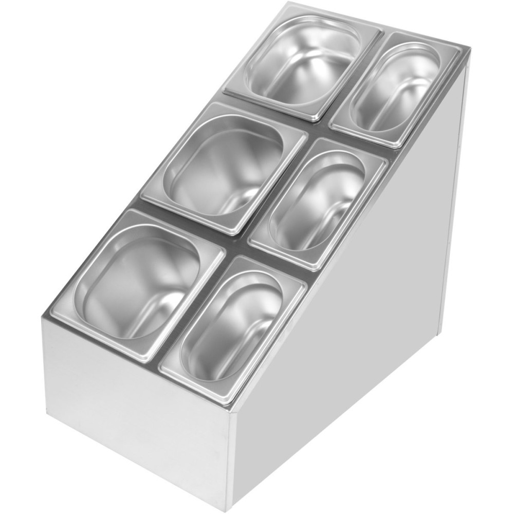 Commercial Condiment Pan Holder including 3xGN1/6  3xGN1/9 pans ladles | Stalwart DA-CHM01DPCFL