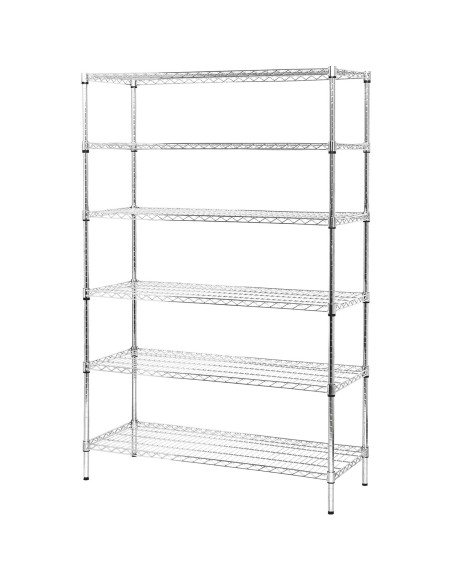 Commercial Shelving Unit 6 Tier 1500kg Width 900mm Depth 350mm Chrome Wire | Stalwart DA-AMJ604