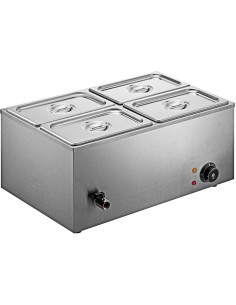 Commercial Bain Marie with 4x1/4Gn Pans and Lids | Stalwart DA-M404