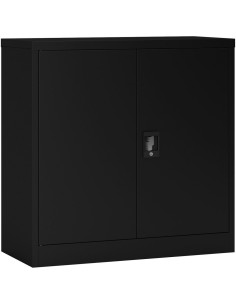 Commercial Metal Black Storage Cabinet Lockable with 2 Shelves 900x400x900mm | Stalwart FCA9BLACK