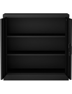 Commercial Metal Black Storage Cabinet Lockable with 2 Shelves 900x400x900mm | Stalwart FCA9BLACK 2