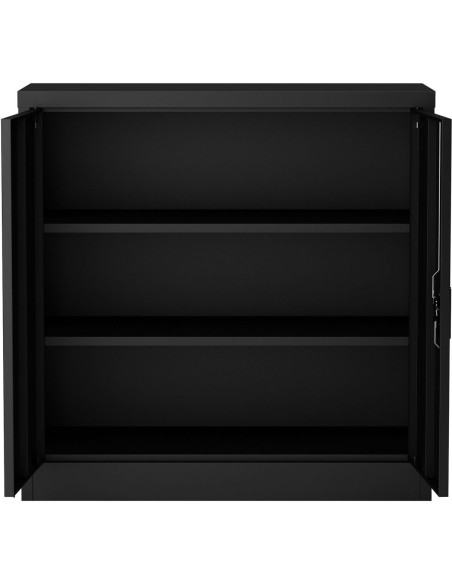 Commercial Metal Black Storage Cabinet Lockable with 2 Shelves 900x400x900mm | Stalwart FCA9BLACK